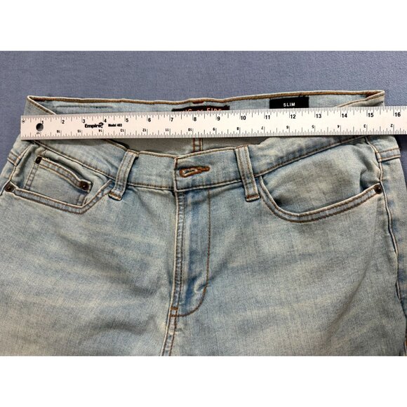 Ring of Fire Straight Leg Jeans Slim Fit Mid Rise Light Wash Blue Women W33XL30 - Picture 7 of 11